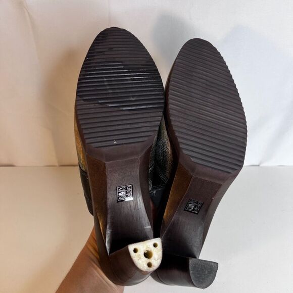 Icon "Pug in Denim" Leather High Heel Mules Slip On Clog Size 10M - Picture 9 of 11